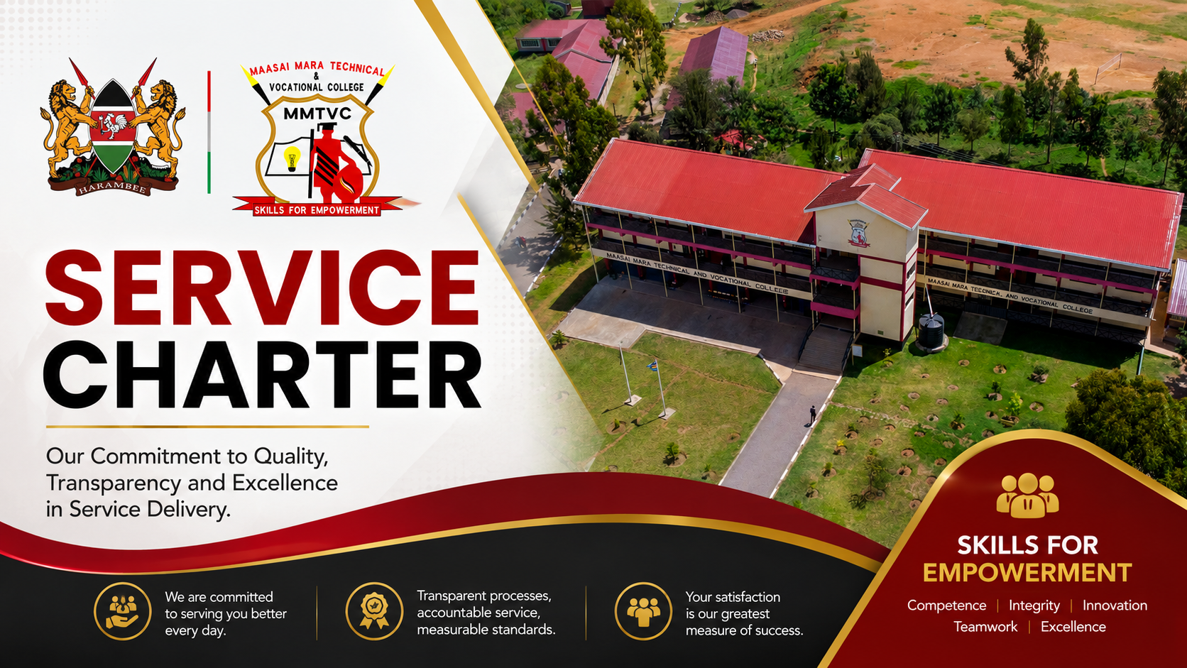 MMTVC Service Charter: Our Commitment to Quality, Transparency and Excellence in Service Delivery. Skills for Empowerment — Competence, Integrity, Innovation, Teamwork, Excellence.